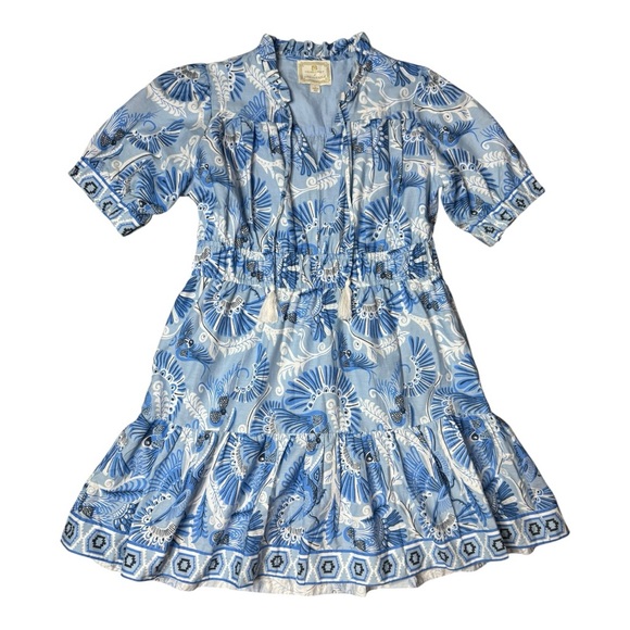 Sail to Sable CK Bradley Print Puff Sleeve Cotton Dress with Tassels size L - Picture 5 of 13